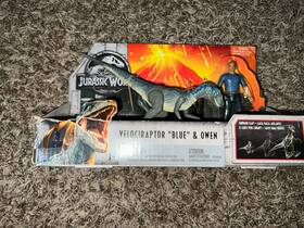 Mattel Fmm15 Jurassic World Velociraptor Blue And Owen Action Figure Playset Boxed