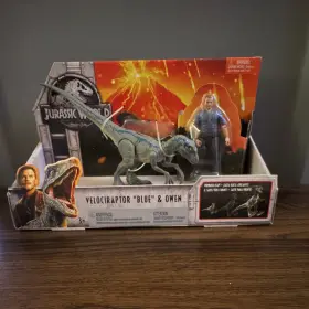 Fmm51 Mattel Jurassic World Velociraptor Blue And Owen Playset 2 Figures Boxed 2017