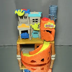 Fmx96 Mattel Scooby-doo Haunted House Playset Ghost Minecart Slide Track Toy Set