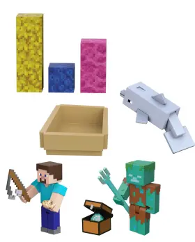 Gyx23 Mattel Minecraft Treasure Hunt Adventure Pack 3.25-in Action Figures Steve