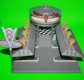 H8880 Mattel Disney Pixar Cars Flos V8 Caf Playset Working Fresh Batteries Included