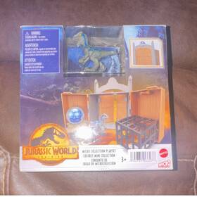 Mattel Hfg04 Jurassic World Dominion Micro Playset Velociraptor Blue Dinosaur