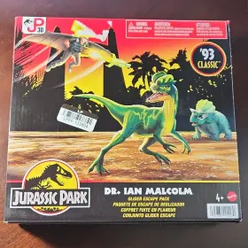 Hhm25 Mattel Jurassic Park Dr. Ian Malcolm Dilophosaurus And Triceratops Glider Playset