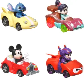 Hkd31 Mattel Set Of 4 Die-cast Cars With Characters As Drivers
