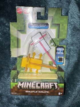 Mattel Hlb17-4830 Minecraft Axolotl Playset White Yellow Pink Figures Ages 6 Licensed