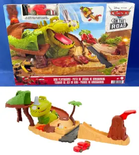 Hmd74 Mattel Dino Playground Playset Cars On The Road Dinosaur Chomp Cave Lightning Mcqueen