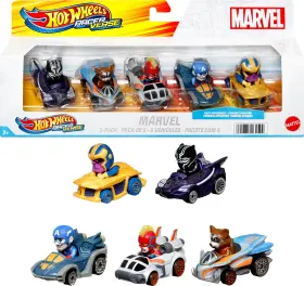 Hpn40 Mattel Set Of 5 Die-cast Cars With Marvel Characters As Drivers