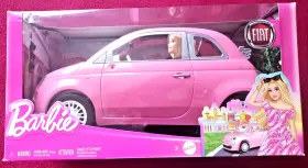 Hrg59 Mattel 2024 Barbie Pink Fiat 500 Car Seats 4 Dolls One Fashion Doll Included Age 3