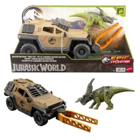 Hrx52 Mattel Mission Mayhem Truck And Dinosaur Action Figure Toy Set With Flipping Feature