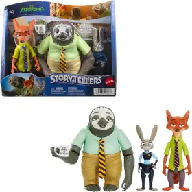 Htr71 Mattel Storytellers Zootopia Action Figure Set - Nick Judy And Flash