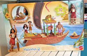 Jbt54 Mattel Disney Moana 2 Toy Playset With Floating Adventure Canoe 10 Piece Set New