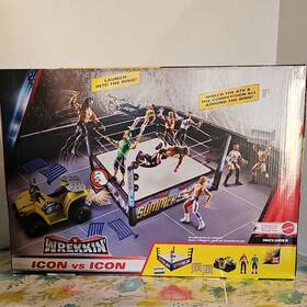 Mattel Jhb24 Wwe Summerslam Playset John Cena Roman Reigns Ring Atv