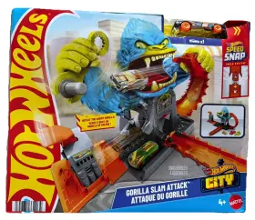 Jhl92 Mattel Hot Wheels City Gorilla Slam Attack Track Play Set New 4 Inch Read