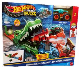 Mattel Jjn45 Hot Wheels Monster Trucks Crocodile Crash Challenge Playset New 4