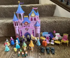 T1976 Mattel Disney Princess Magic Clip Royal Mega Castle Polly Pocket Playset Huge Lot