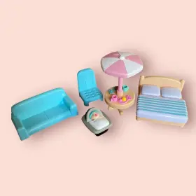 Members Mark 193968105846 Country Cottage Playset Replacement Lot 5 Pieces Bed Chair Baby