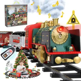 B0992lfj98 Mini Tudou Christmas Electric Train Set With Steam Sound And Light Remote Control T