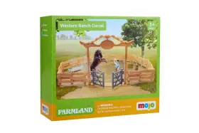 380064 Mojo Western Ranch Corral Playset With Horse And Cowboy Farm Horses Collec