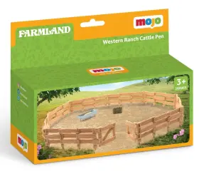 380065 Mojo Western Ranch Cattle Pen Playset Hand-painted Toy Figure Farm And Horse