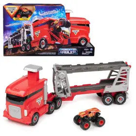6066791 Monster Jam 2-in-1 Launch N Go Hauler Playset And Storage With Truck