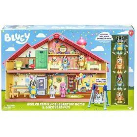 Moose Enterprise 630996180709 Bluey Celebration Home And Backyard Playset For Kids 3 With 14 Pcs