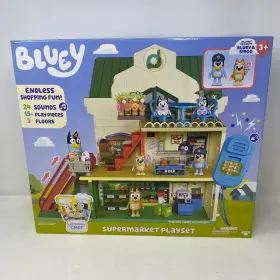 3-floor Moose Enterprise 630996189184 Bluey Supermarket Playset Multicolor 15 Inch With Escalator And Sounds
