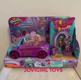 Moose Enterprise 630996576298 Shopkins Happy Places Mermaid Tails Coral Cruiser Convertible Car And Coralee New