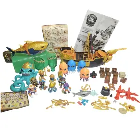 41503 Moose Toys Treasure X Sunken Gold Ship Playset Lot Figures Kraken Shark Map Guide Chests