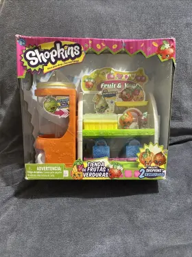 Moose Toys 630996560105 Spanish Shopkins Easy Squeezy Fruit And Vegetable Stand 2 Exclusives Damaged Box