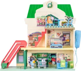 18918 Moose Toys Llc Bluey And Bingo Supermarket Playset With Escalator Grocery Store Sounds New