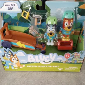 Lk23725 Moose Toys Llc New Bluey Rusty And Blueys Go Kart Playset 9 Piece