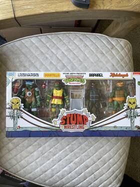 Neca 72180 Tmnt Leonardo Donatello Raphael Michelangelo Stump Wrestling Playset Boxed