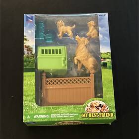 New-ray 762567-04 New-ray Dog Playset Figures Toy Set With Fence And House Animals Theme Boxed