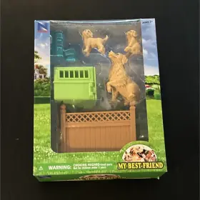 762567-04 New-ray Dog Playset Figures Toy Set With Fence And House Animals Theme Boxed