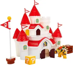 Nintendo 039897585413 Super Mario Deluxe Mushroom Kingdom Castle Playset With Exclusive Bowser - New