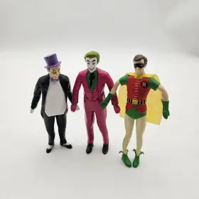 Dc3935 Nj Croce - Dc Comics Batman Classic Bendable Figure Lot Of 3 Robin Joker The Penguin 6 Inch Tall