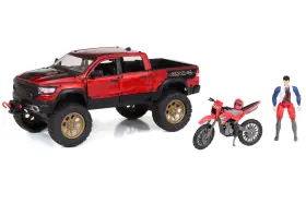 No 050211116410 Free Wheeling Metal Vehicle Playset Ram Red Truck Bike Child 3 And Up