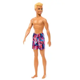 No 194735240968 Beach Day Doll With Blond Hair Wearing Purple Patterned Summer Swimsuit
