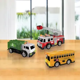 82819 No Mini City Service Vehicles 3 Pack School Bus Fire Truck And Recycling