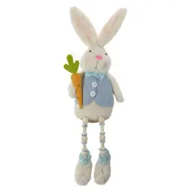 Northlight 191296916721 22 Inch Blue And White Boy Bunny Rabbit With Dangling Bead Legs Spring Figure