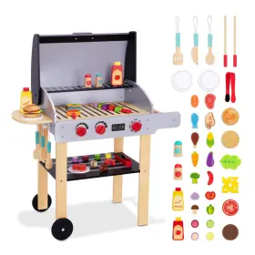 B0c5z9f3lr Oook Wooden Play Barbecue Toy Grill Kids Playset Food And Grilling