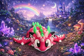 Cc-fdrg-1 Opossum Works 3d Printed Xl 125% Dragon Fruit Fidget Toy Kids Flexi Gift Decor Only