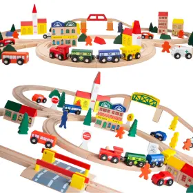 B004b8fizo Orbrium Wooden Train Set City Blocks 100 Pcs Triple Loop Magnetic Trains