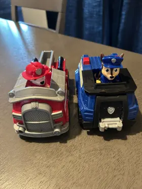 6054967 Paw Patrol Chase Cruiser And Marshall Fire Truck Includes Figures Lot
