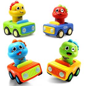 Pbooo B0fmqz3rnz Press To Go Car Dinoaur Toys For Toddlers 1-3 Kids Play Vehicles And