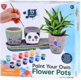 Play 892401783530 Paint Your Own 17 Piece Cement Flower Pots