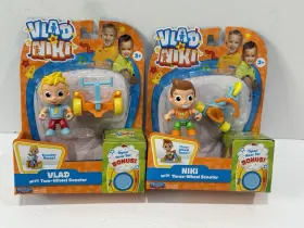 57559 Playmates Toys Vlad And Niki Two Three Wheel Scooters Lot Figure Set With Bonus Door To Open New