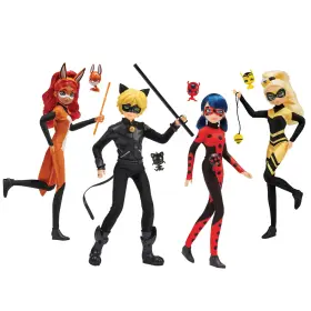 Playmates Toys Inc 313095789737 Miraculous Heroez 4-pack Doll Set Ladybug Cat Noir Rena Rouge Queen Bee 12 Inch