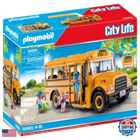 B0bs6xt1b1 Playmobil School Bus Accessories And 4 Figures 70983