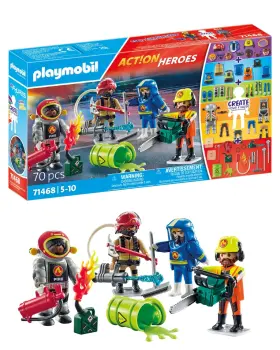 B0ck24n6wr Playmobil My Figures Fire Brigade Firefighter Set - Create 1000 Combos
